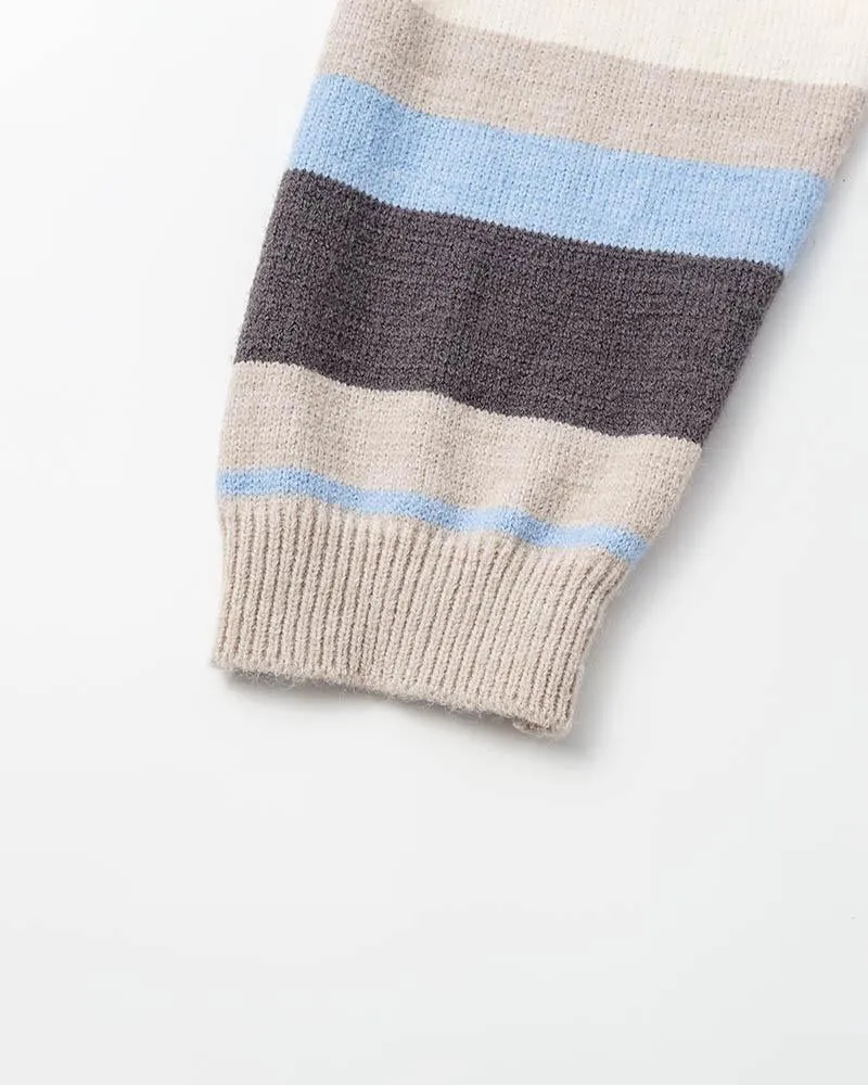 Floral Buttons Striped Cardigan