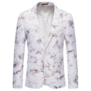 Floral Printed Men Blazers England Style Fashion Novel Summer Autumn New Slim Fit Jaqueta Masculina Leisure Blazer Fancy Party