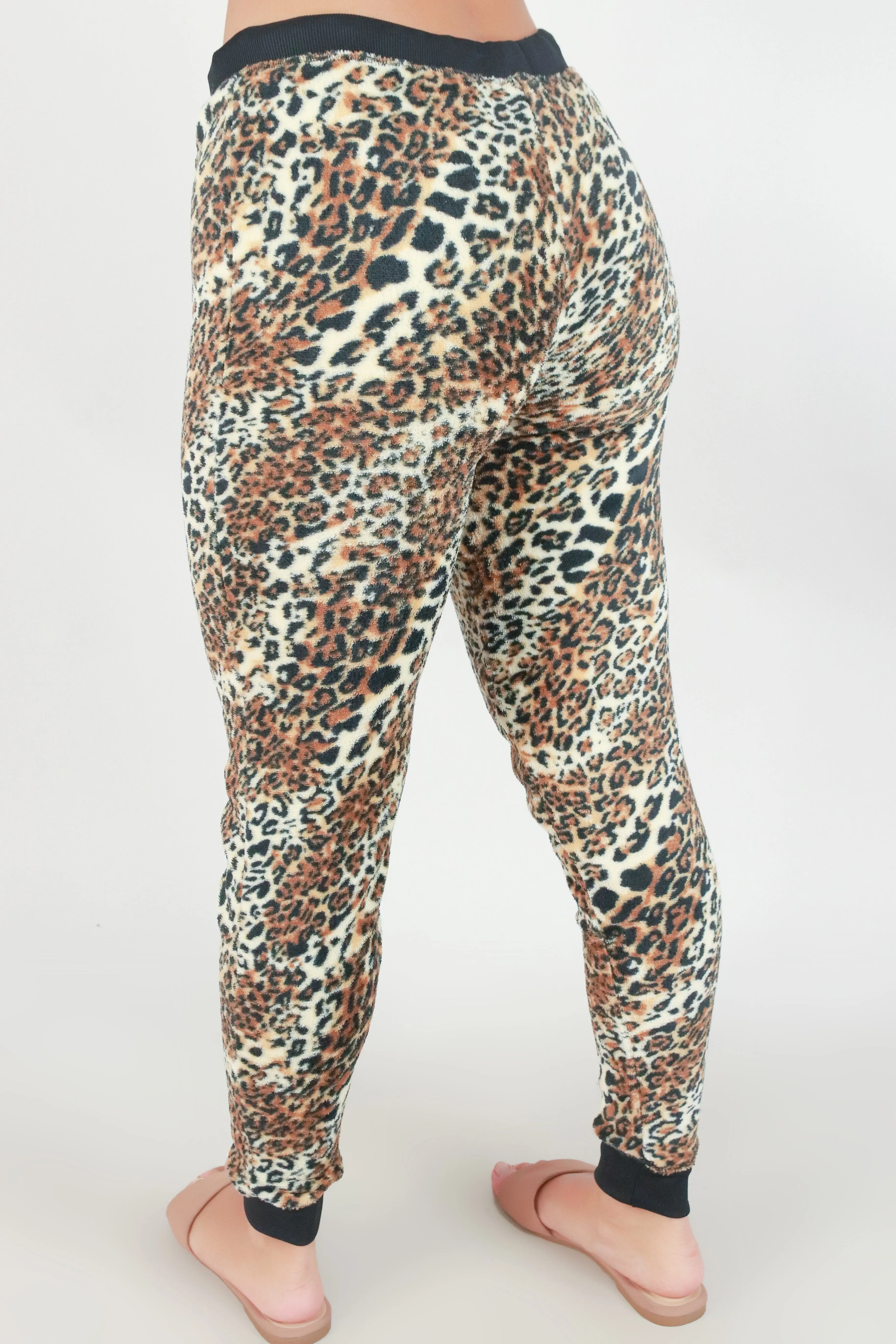 FUZZY LEOPARD SLEEP PANTS