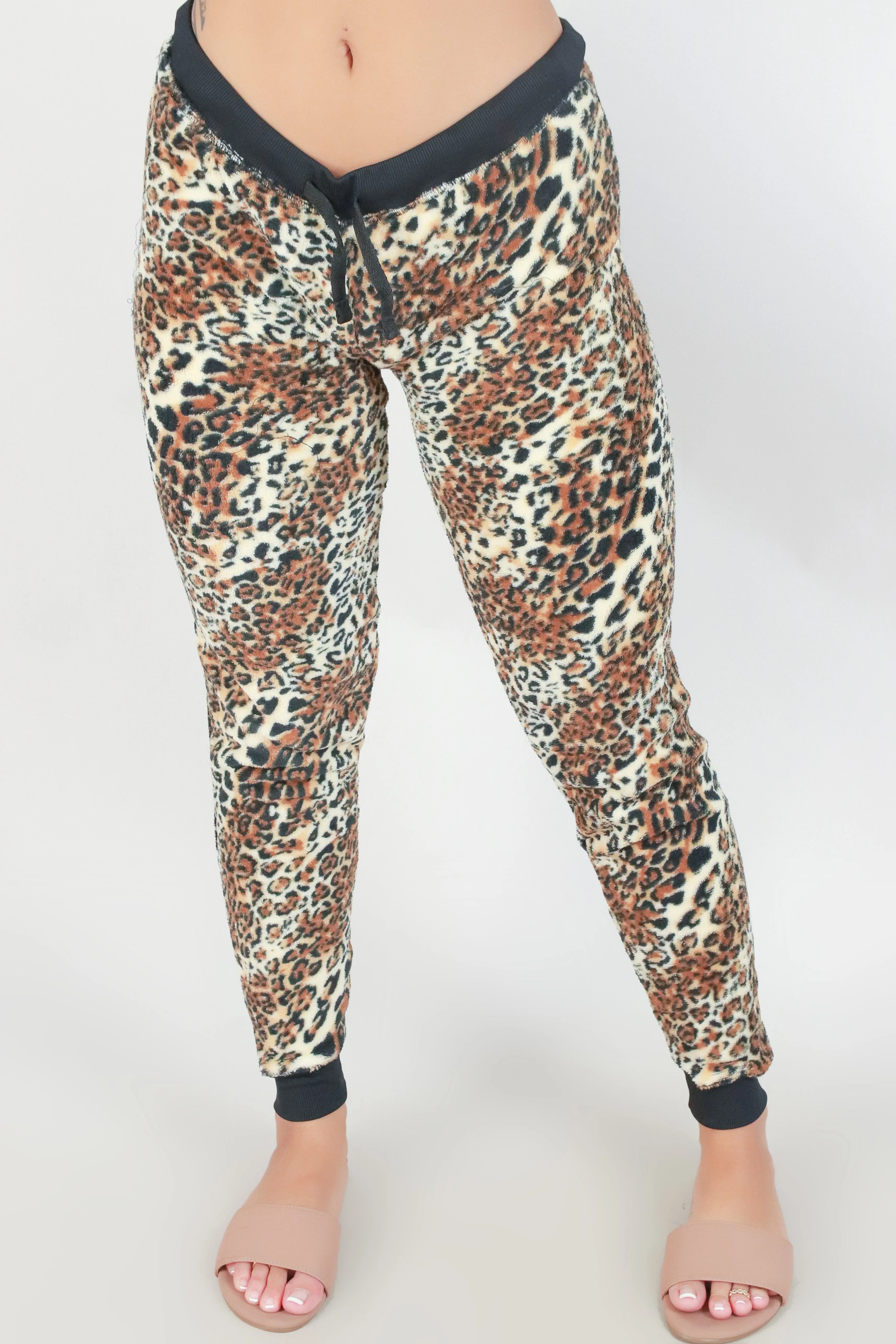 FUZZY LEOPARD SLEEP PANTS