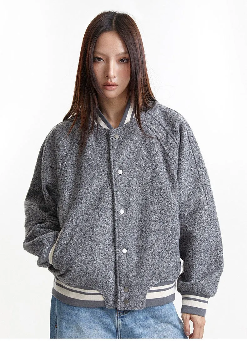 Genderless Retro Woolen Raglan Sleeve High-end Flying Suit Jacket Coat For Men And Women