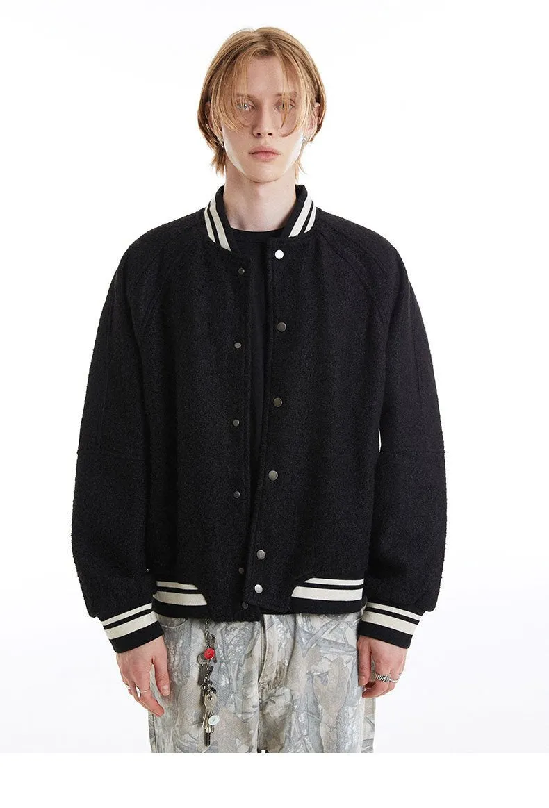 Genderless Retro Woolen Raglan Sleeve High-end Flying Suit Jacket Coat For Men And Women