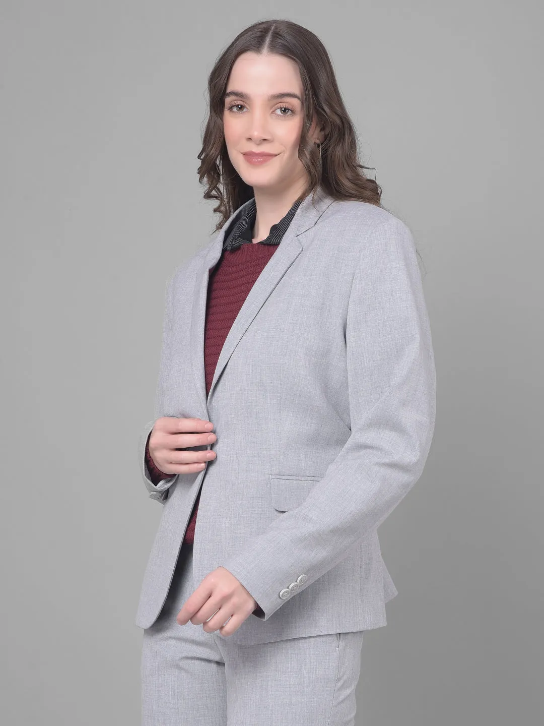Grey Single Breasted Blazer