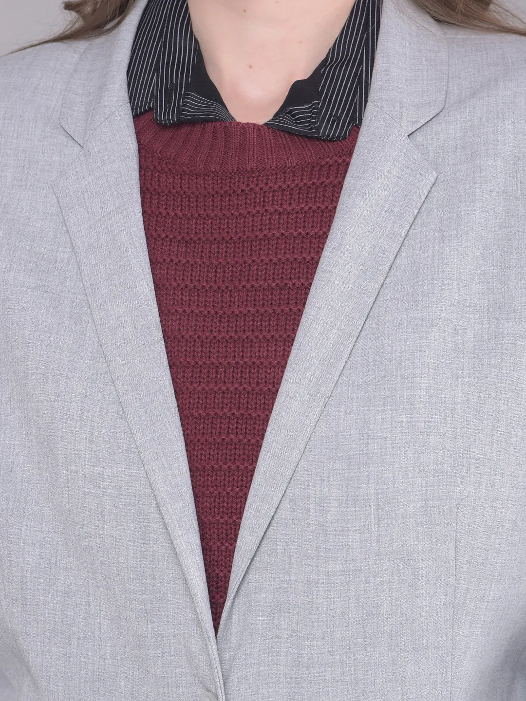 Grey Single Breasted Blazer
