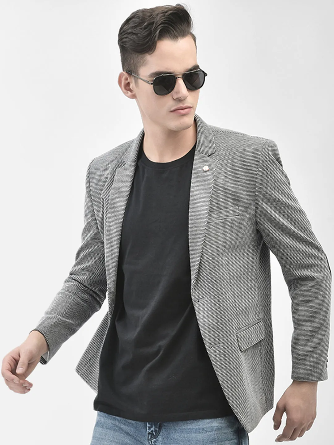 Grey Single Breasted Blazer