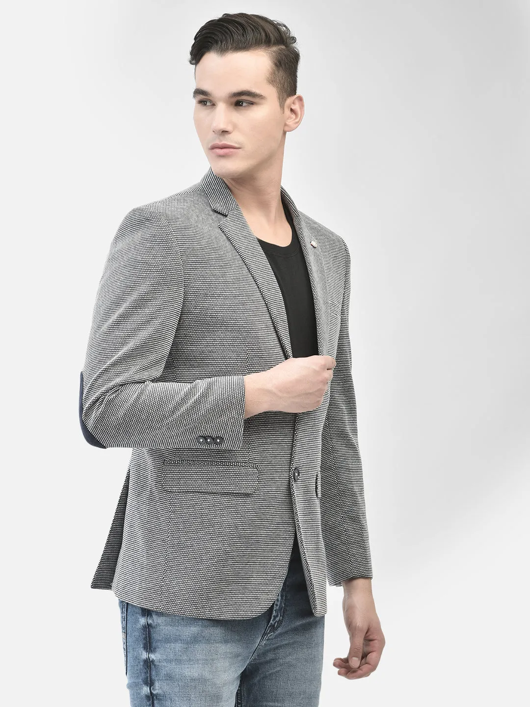 Grey Single Breasted Blazer