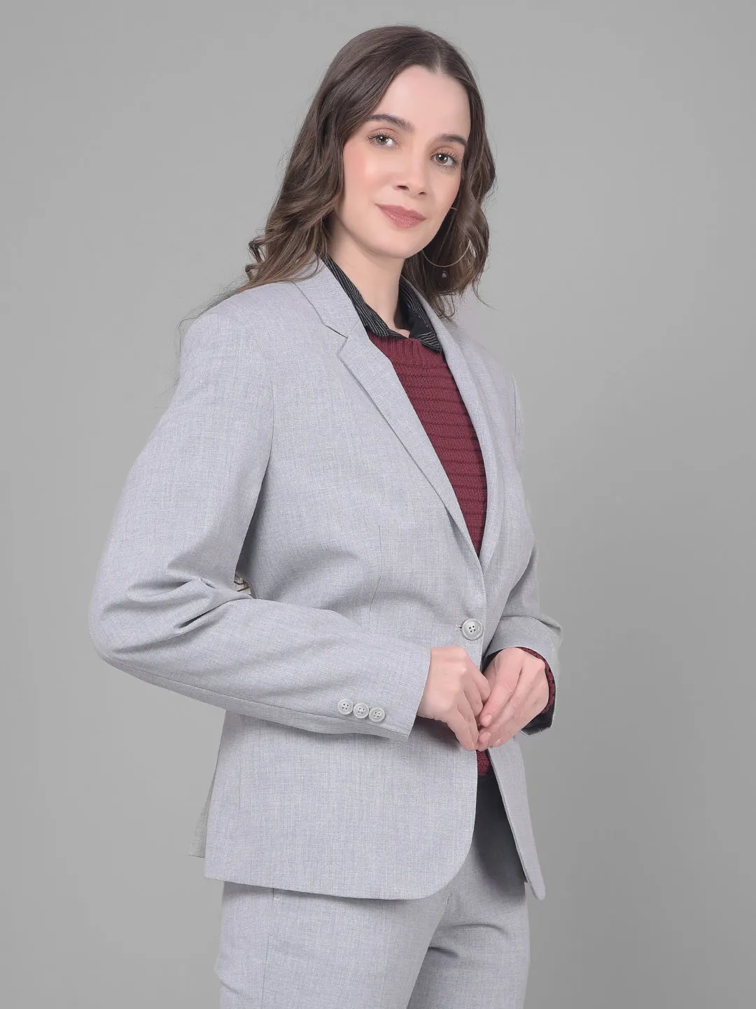 Grey Single Breasted Blazer
