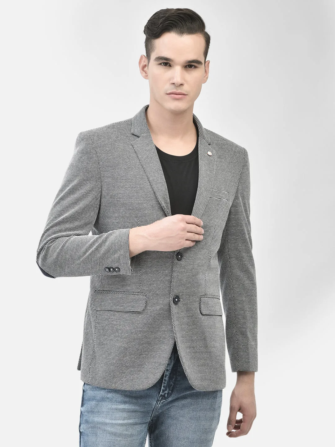 Grey Single Breasted Blazer