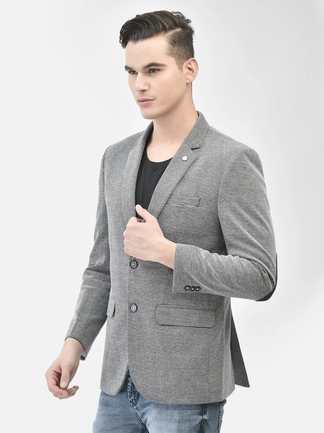 Grey Single Breasted Blazer