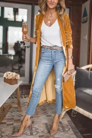 Hailie - Elegante lange fluwelen cardigan