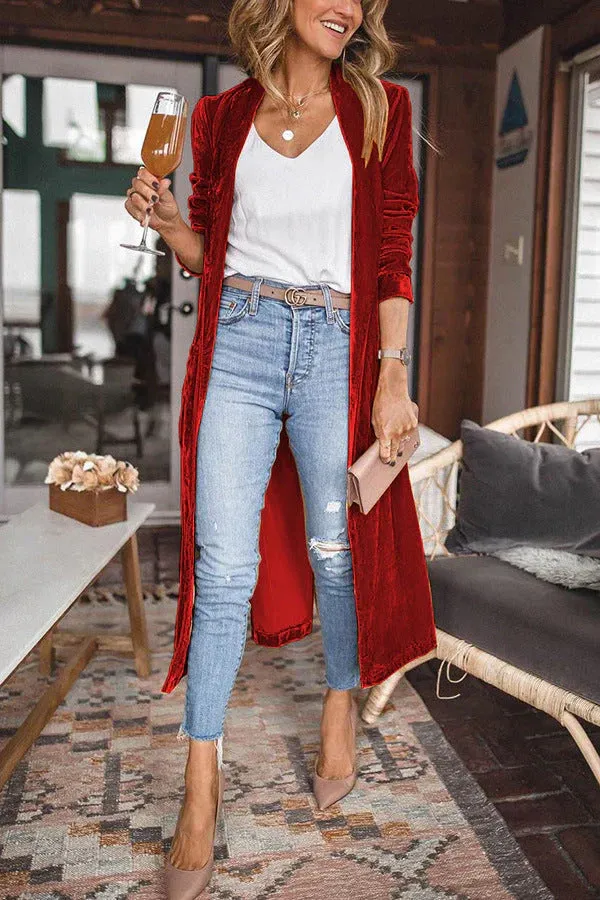 Hailie - Elegante lange fluwelen cardigan