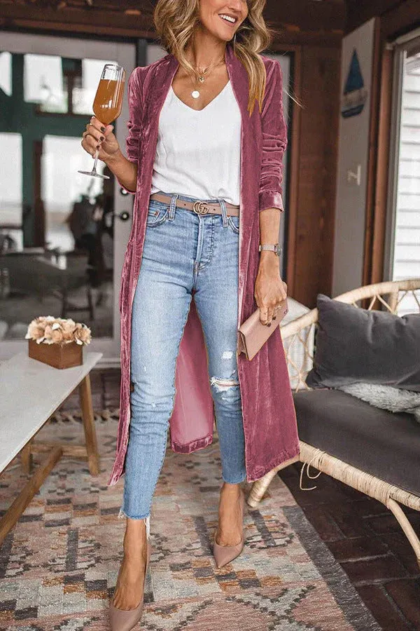 Hailie - Elegante lange fluwelen cardigan