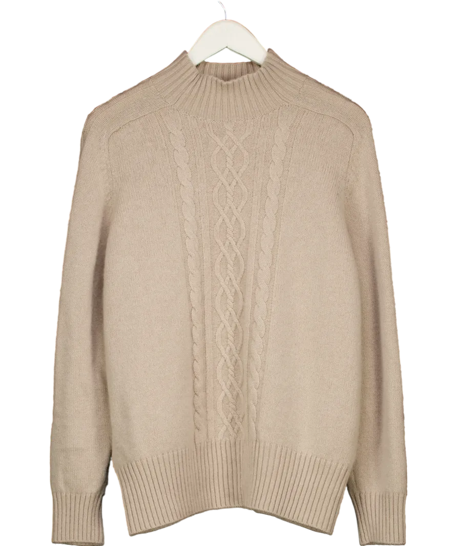 J.McLaughlin Beige Cashmere Blend Cableknit Jumper UK XL