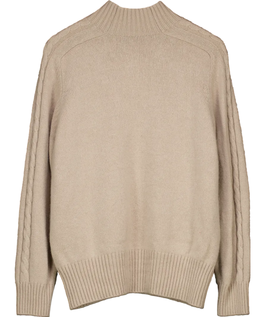 J.McLaughlin Beige Cashmere Blend Cableknit Jumper UK XL