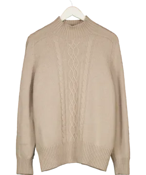 J.McLaughlin Beige Cashmere Blend Cableknit Jumper UK XL