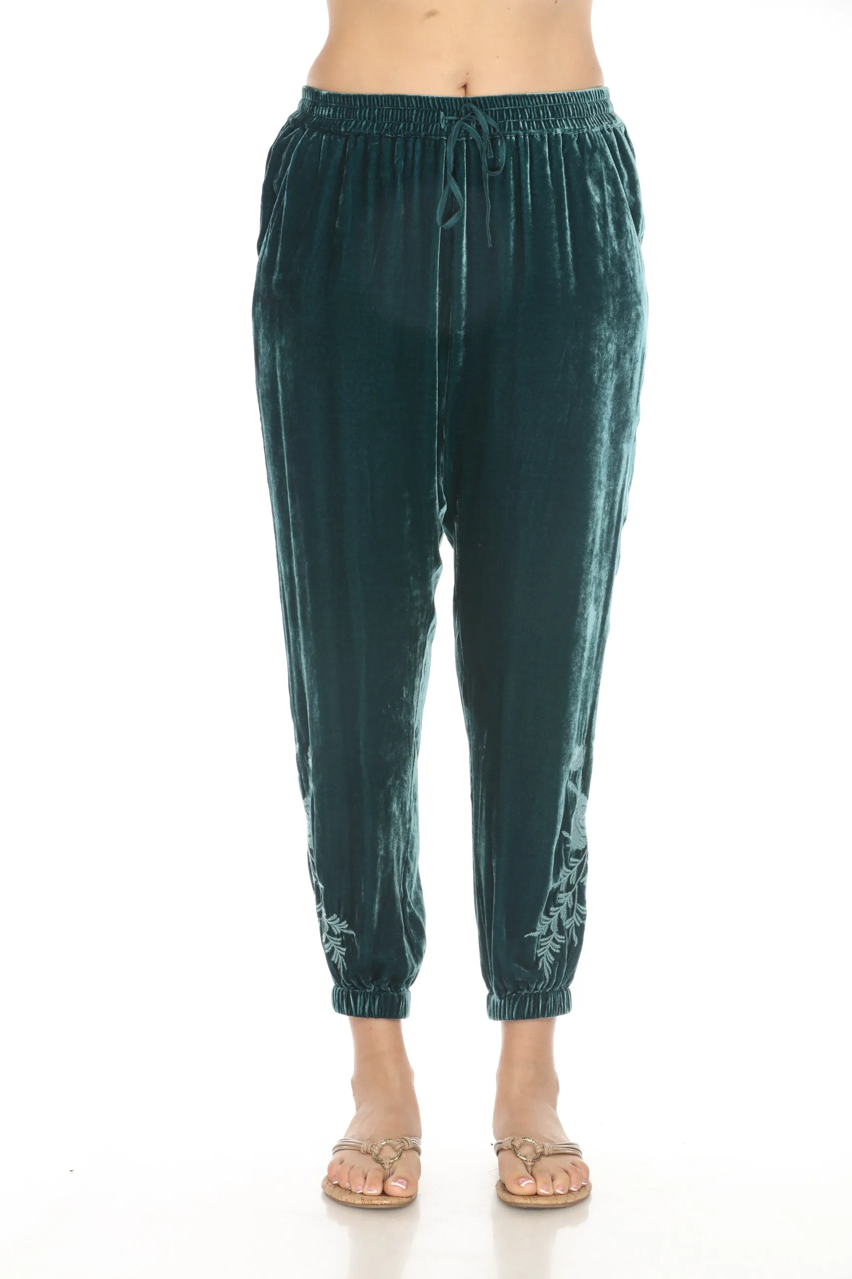 Johnny Was JWLA Lenon Velvet Embroidered Jogger Pants J61324