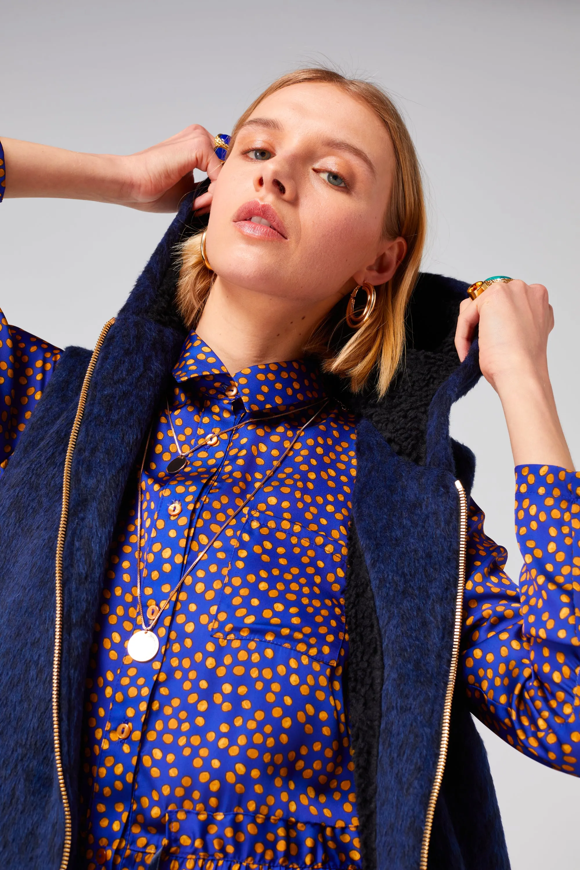 Joseph sweater in blue woolen Leopard print