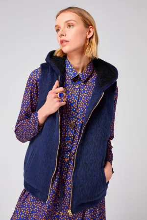 Joseph sweater in blue woolen Leopard print