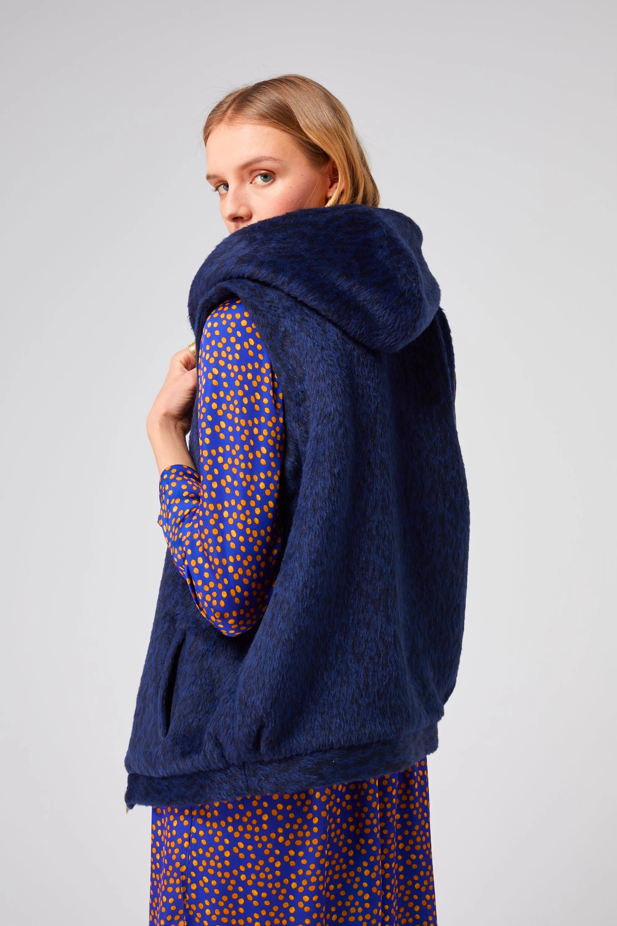 Joseph sweater in blue woolen Leopard print