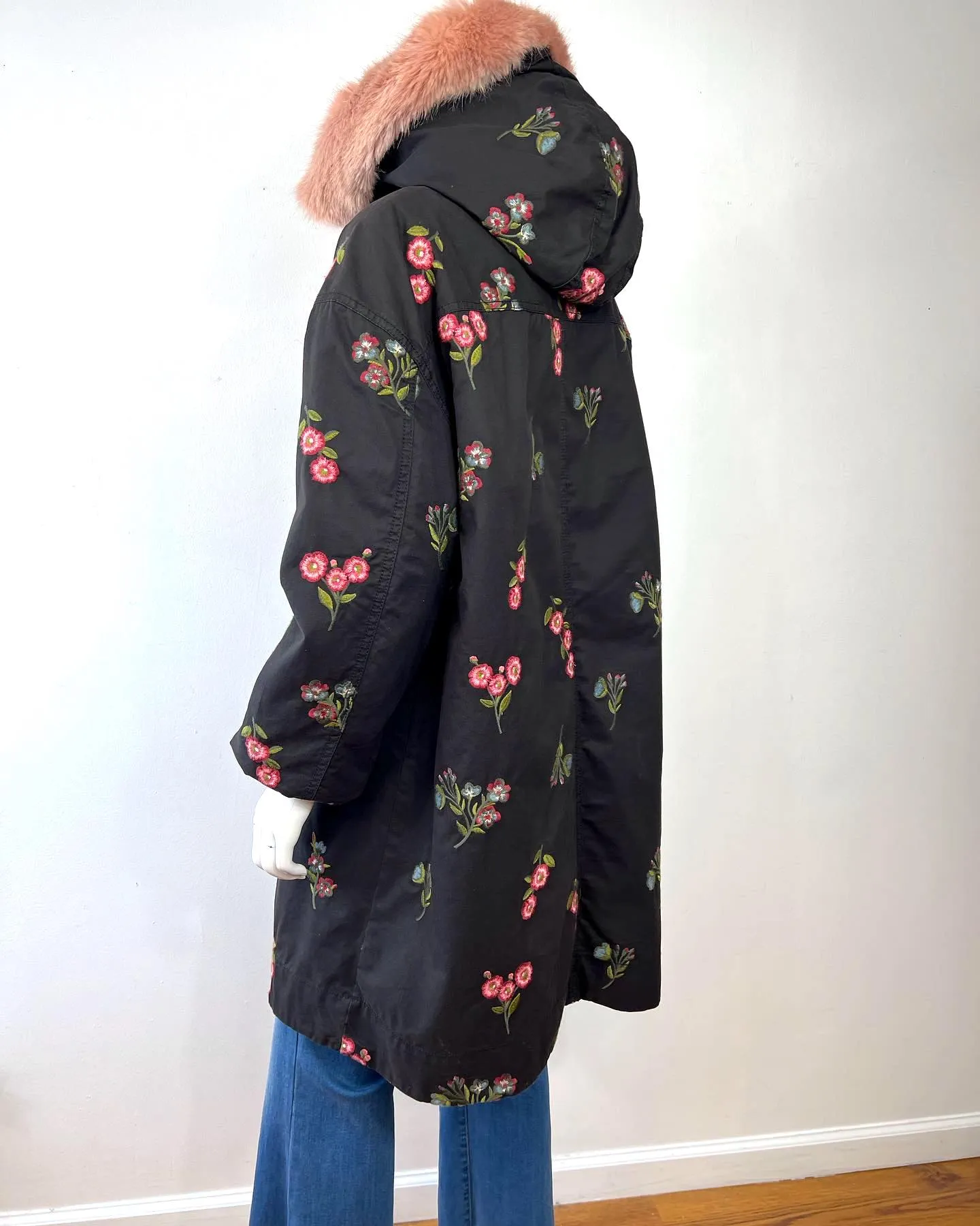 KATE SPADE NY BROOME STREET EMBROIDERED FLORAL TWILL COAT