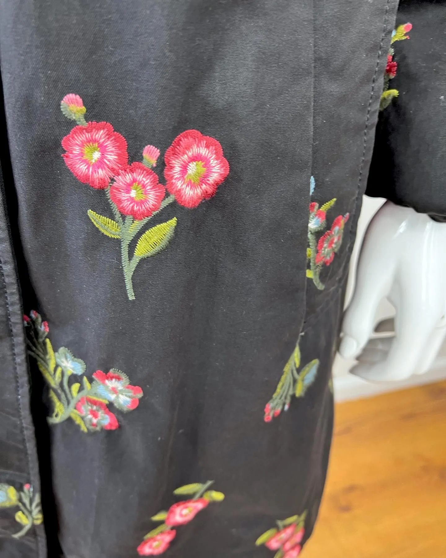 KATE SPADE NY BROOME STREET EMBROIDERED FLORAL TWILL COAT