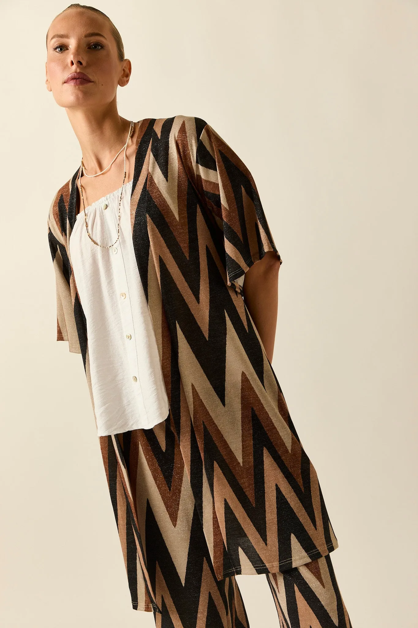 Kimono Print zig zag tonos tierra