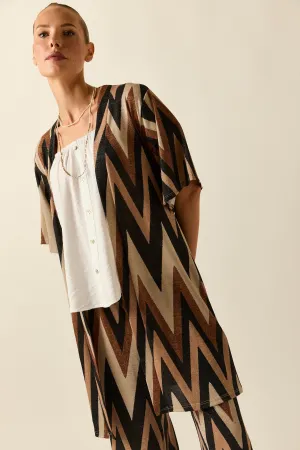 Kimono Print zig zag tonos tierra