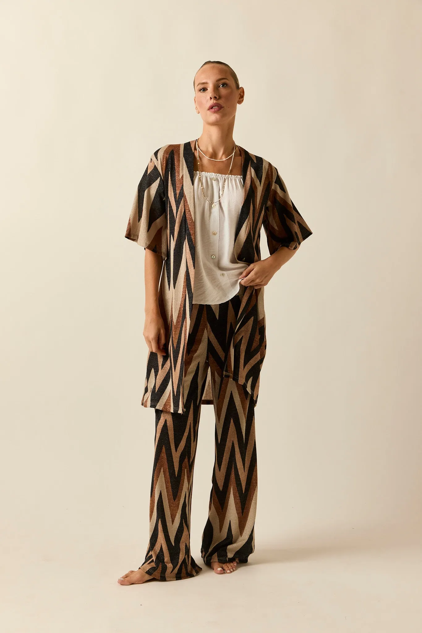 Kimono Print zig zag tonos tierra