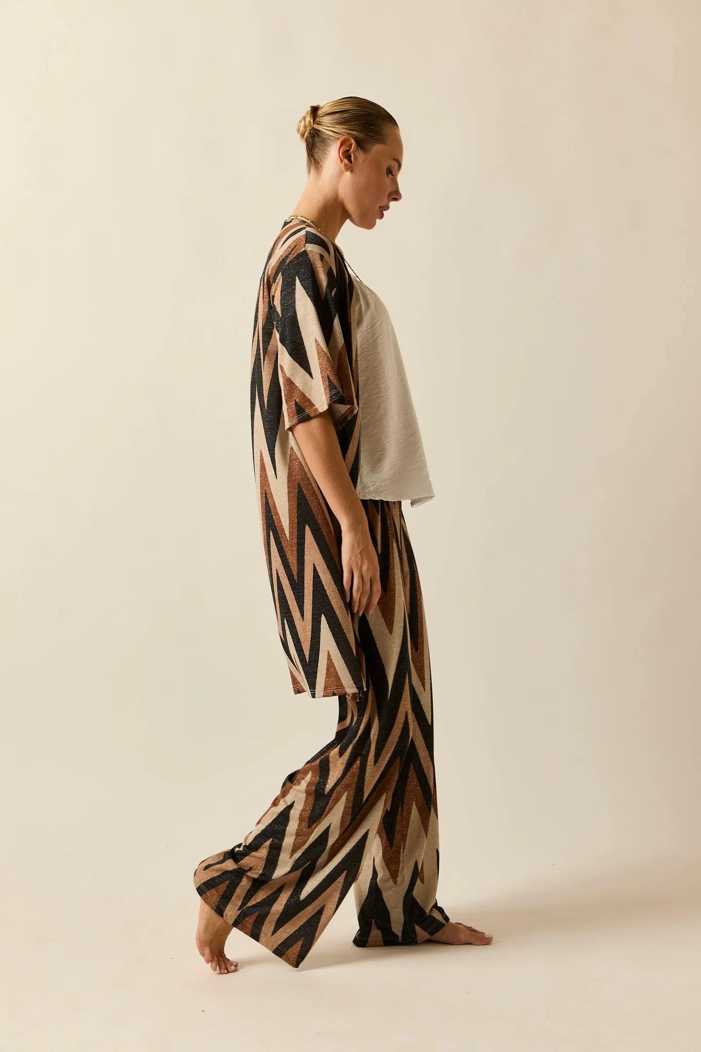 Kimono Print zig zag tonos tierra