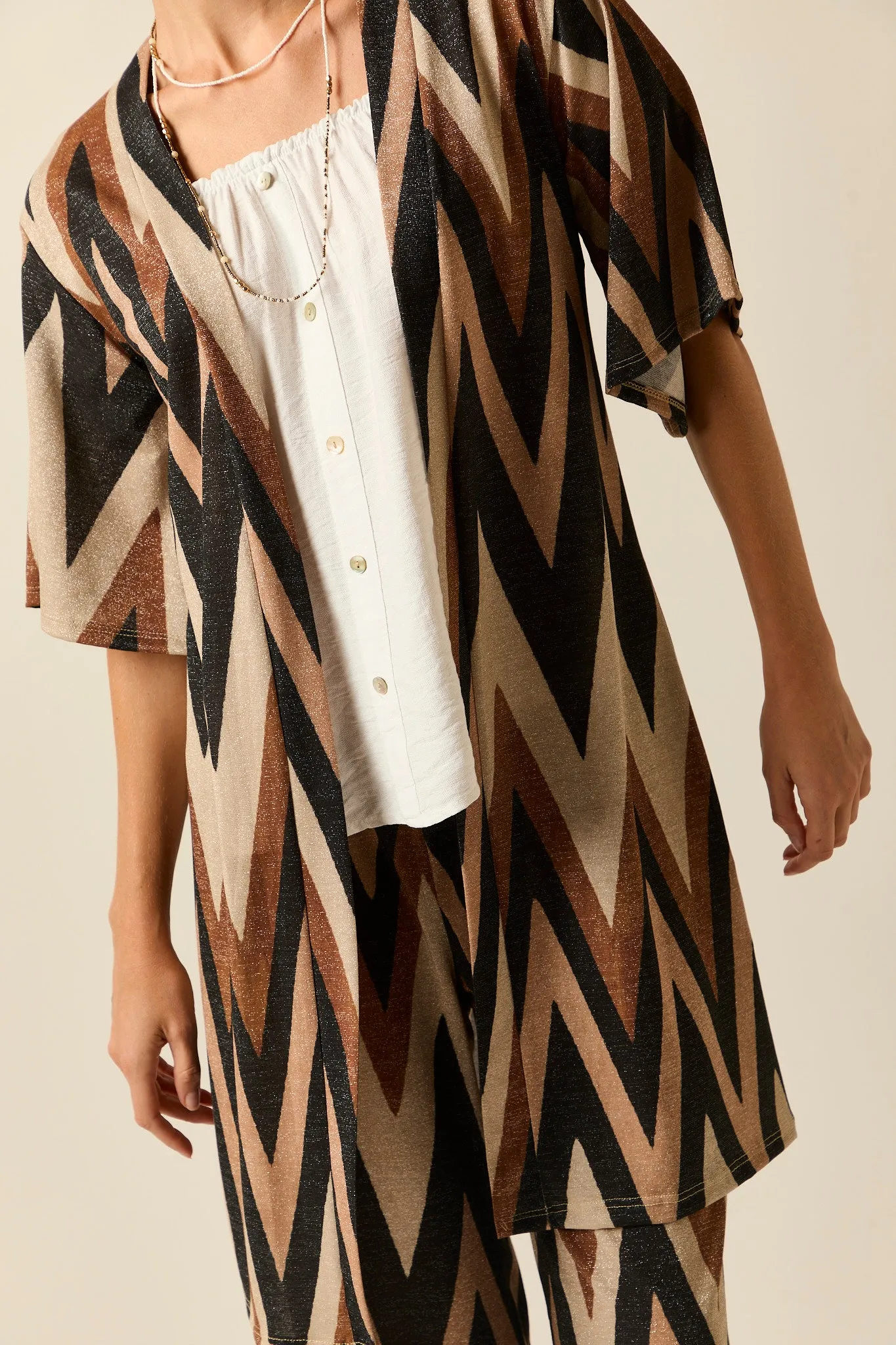 Kimono Print zig zag tonos tierra