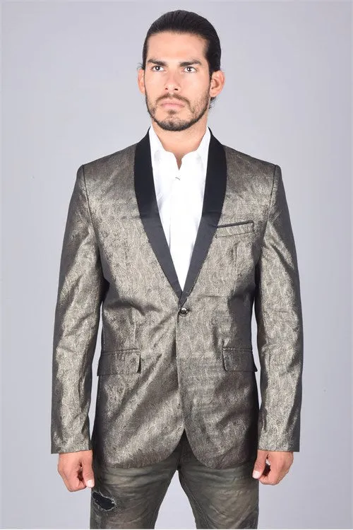 Leonardo Gold With Black Shawl Casual Blazer