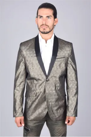 Leonardo Gold With Black Shawl Casual Blazer