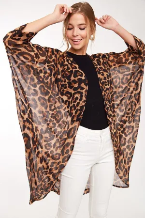 Leopard Print Kimono Top