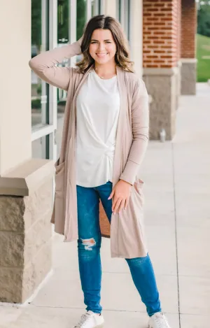 Lighter than Air Cardigan Long Length- Ash Mocha
