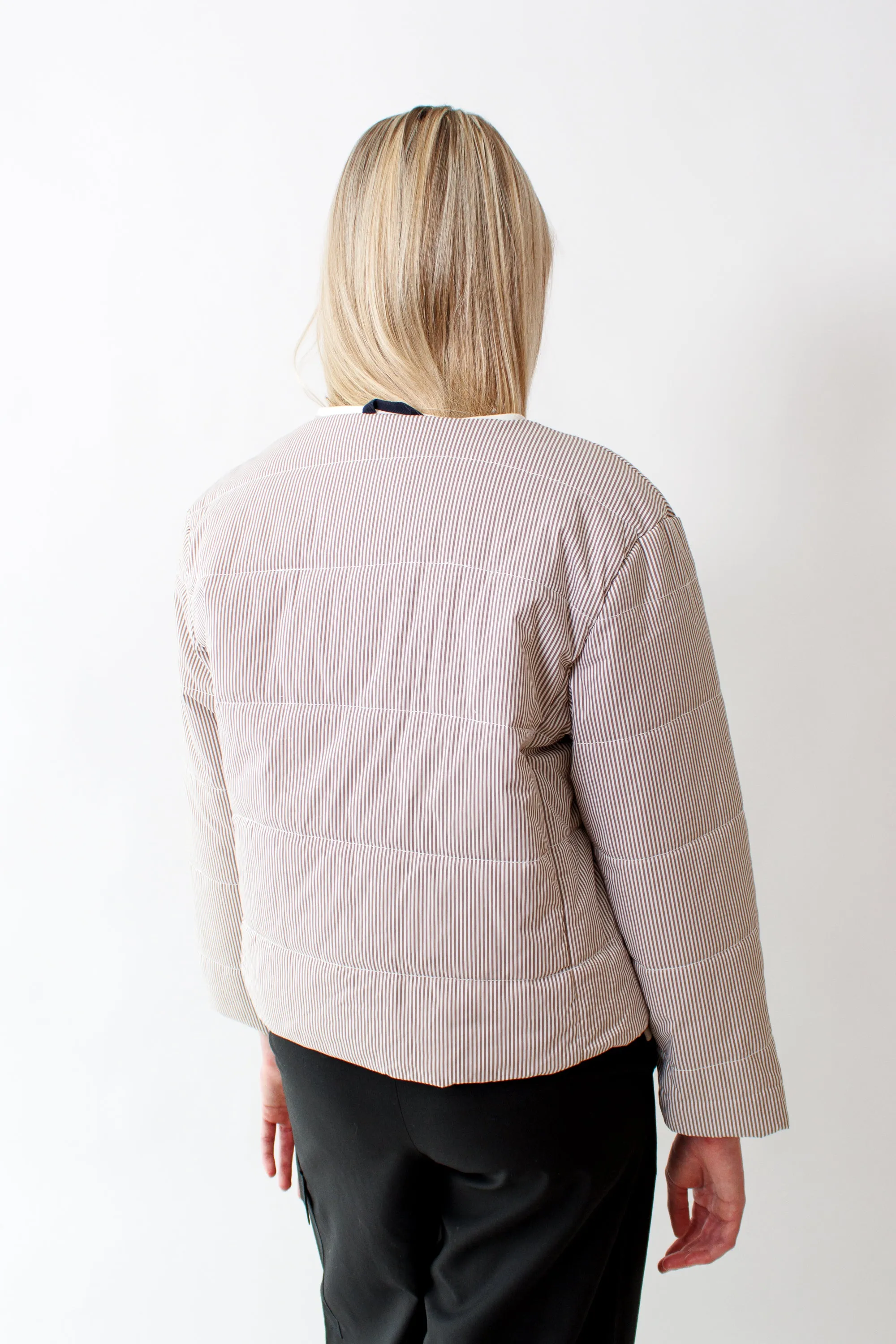 Lilla P Striped Collarless Jacket
