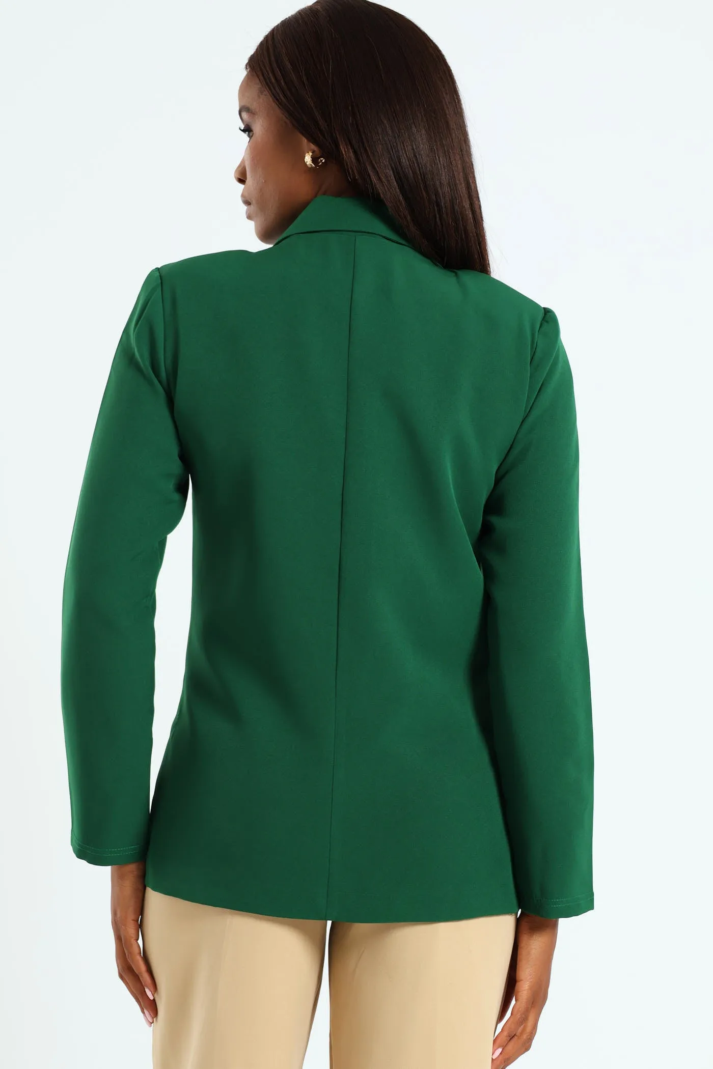 Long Sleeve Double Breasted Blazer - Green