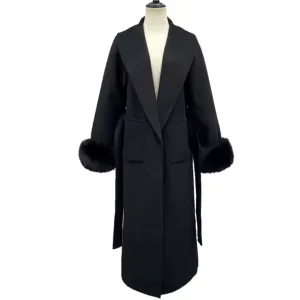 Loray | Cashmere Wool Coat with Fox Fur Cuffs