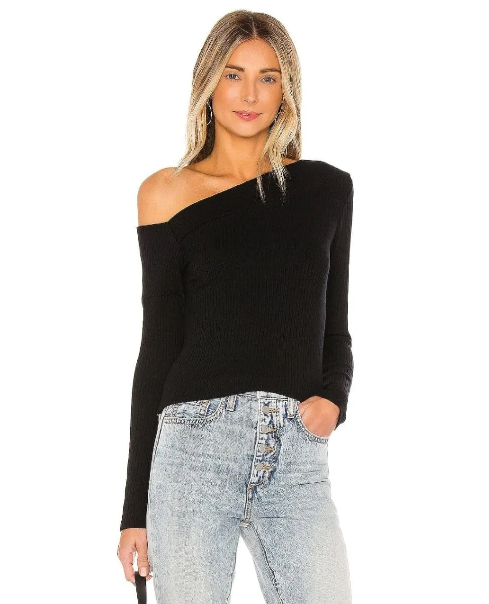 Maples Thick Ribbed Top Black