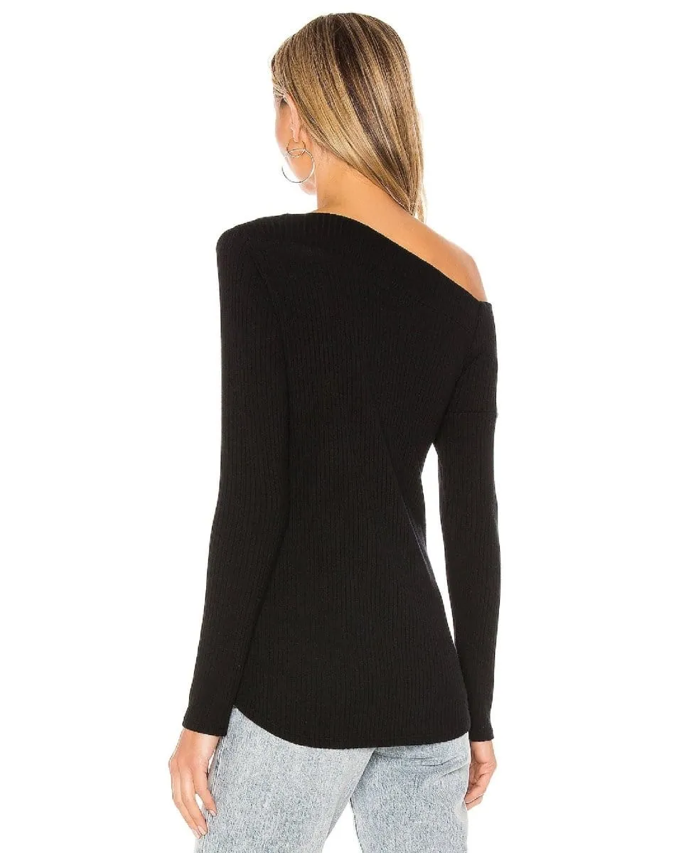 Maples Thick Ribbed Top Black