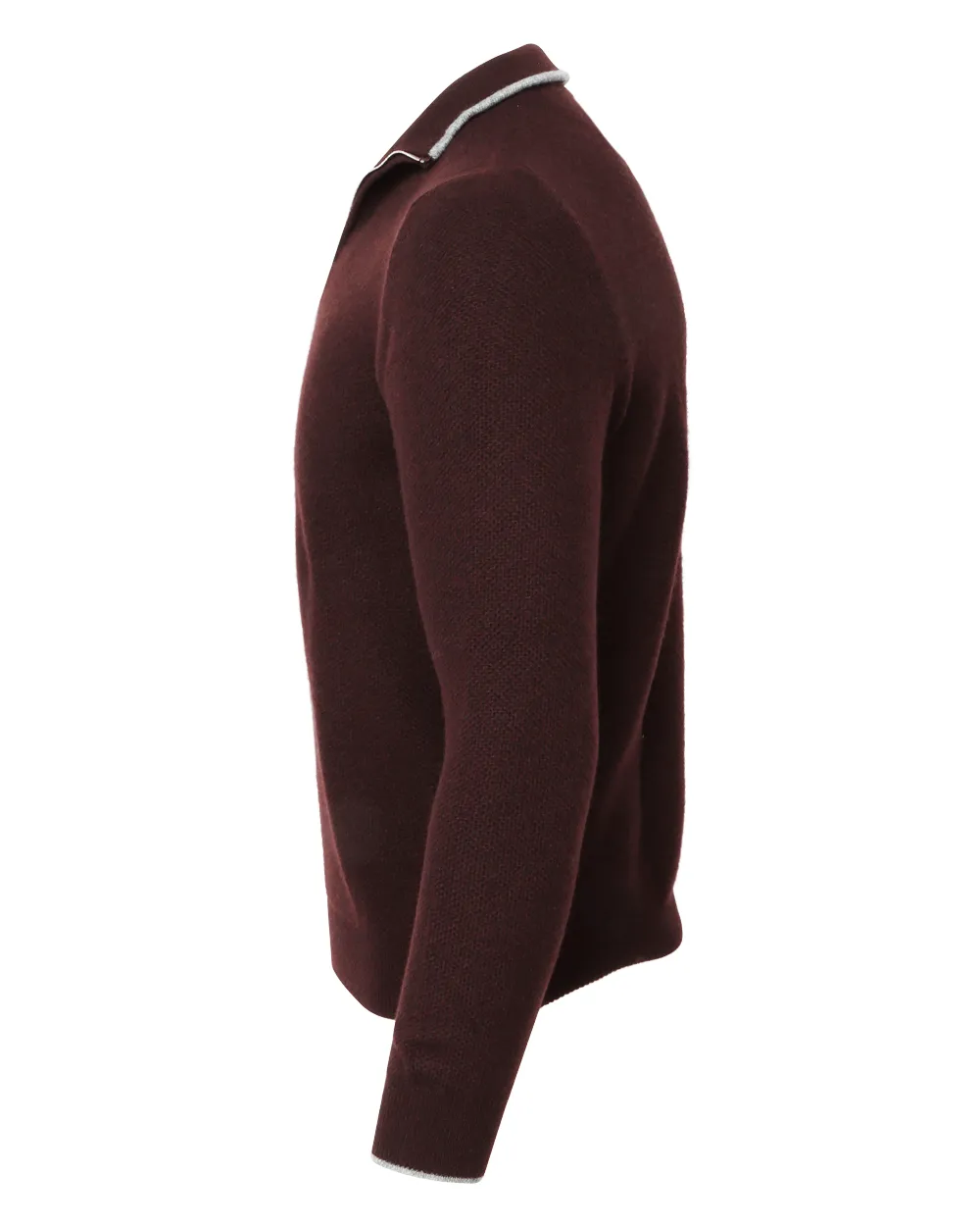 Maroon Cashmere Quarter Zip Sweater