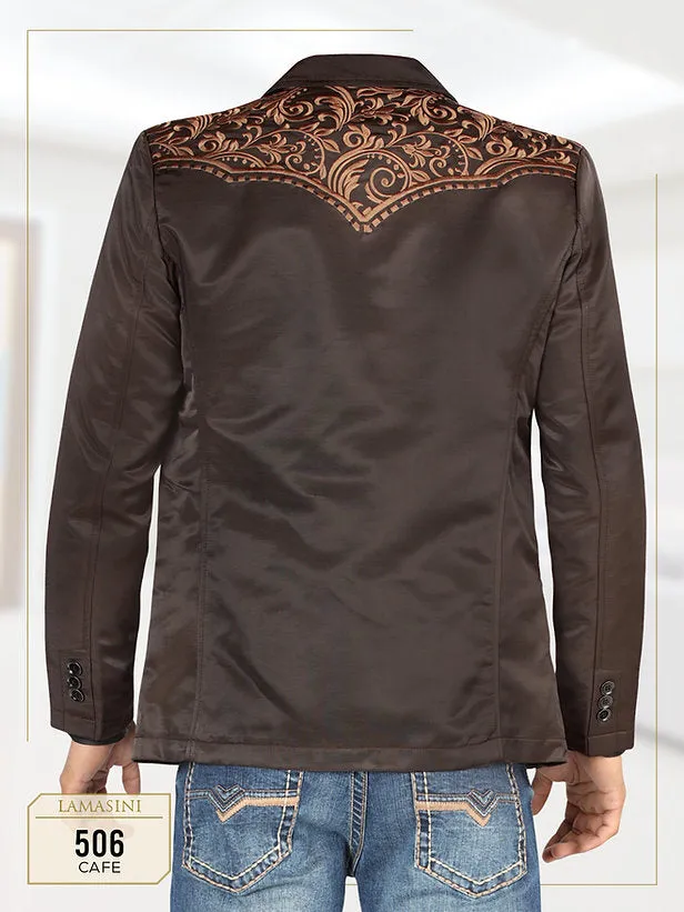 Men’s Lamasini Black With Embroidery Western Blazer LAM506