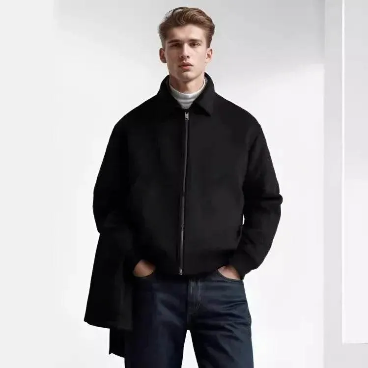 Men's Spring and Autumn Casual Woolen Coat, 2024 New Style, Fashionable Solid Color Lapel British Jacket Cardigan Coat M-XXL