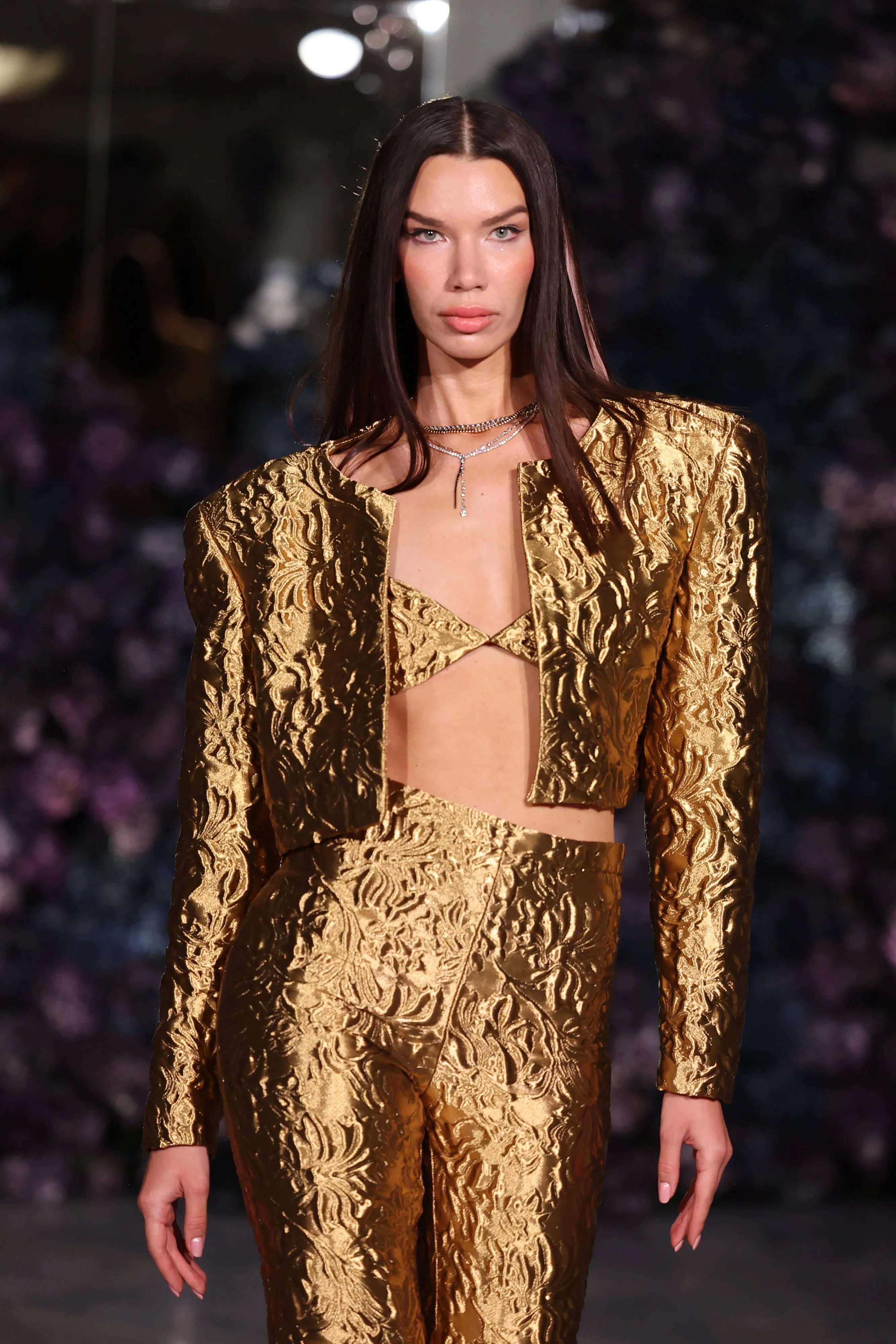 Metallic Brocade Cropped Blazer