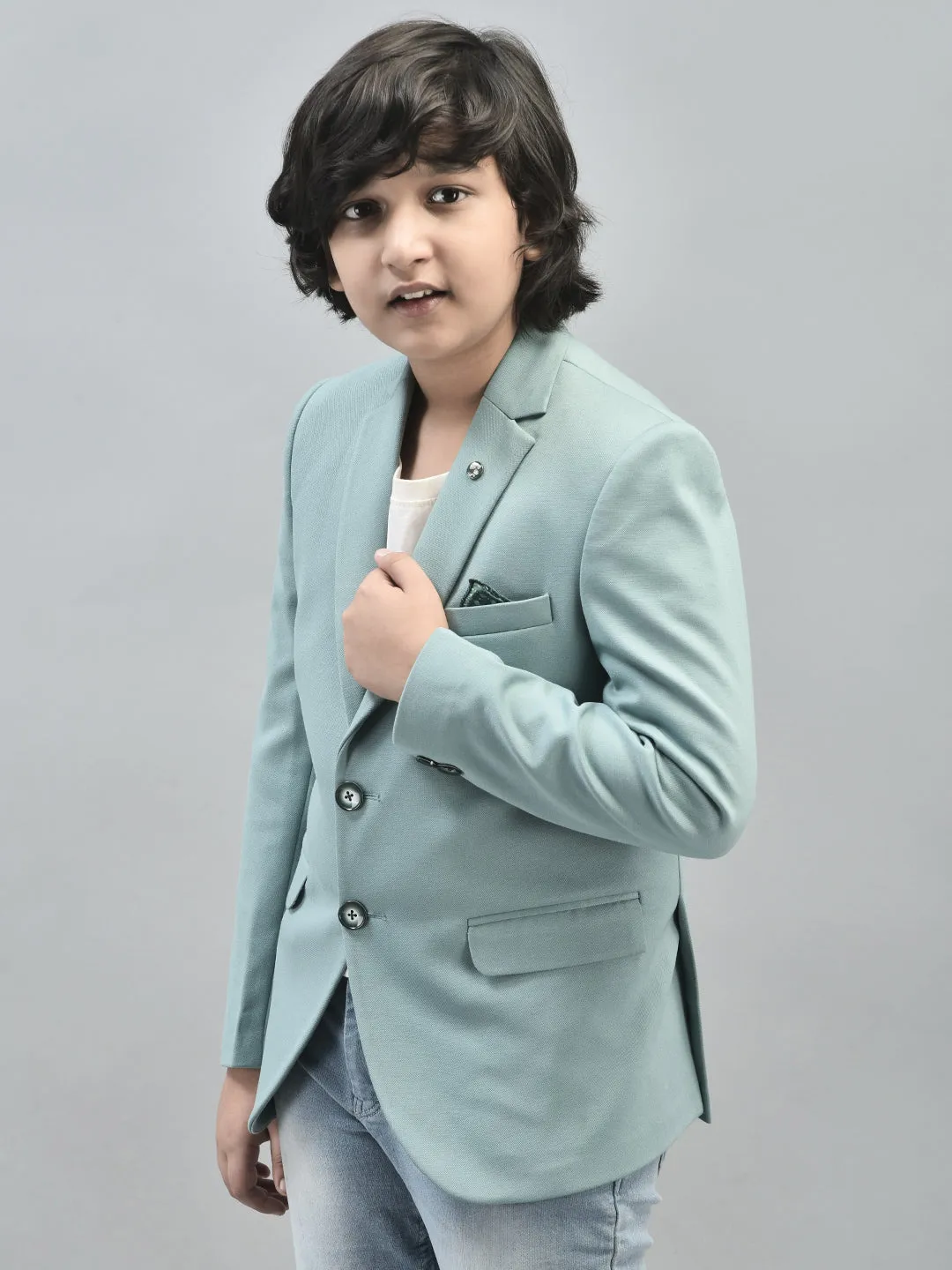 Mint-Green Single Breasted Blazer