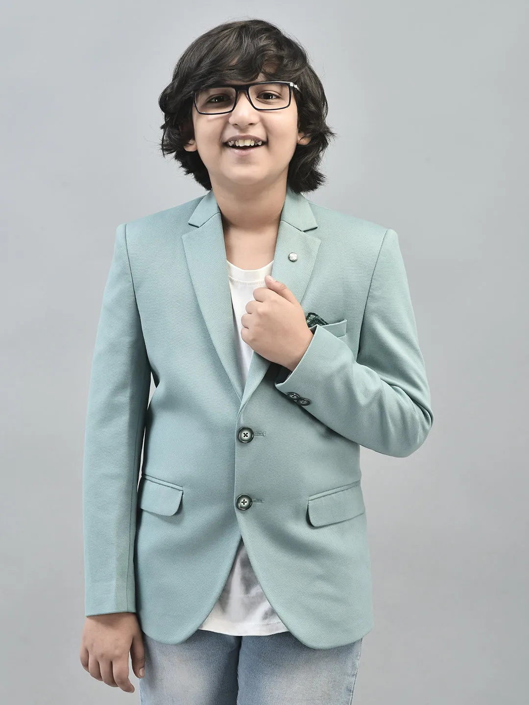 Mint-Green Single Breasted Blazer