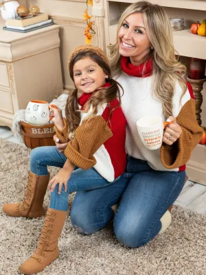 Mommy and Me Turtle Neck With Kimono Sleeves Knit Sweater