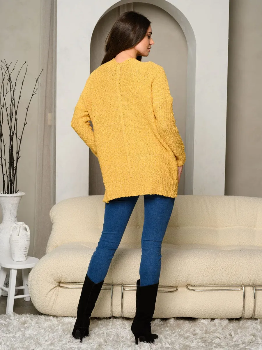 Mustard Briana LONG SLEEVE OPEN FRONT KNIT CARDIGAN