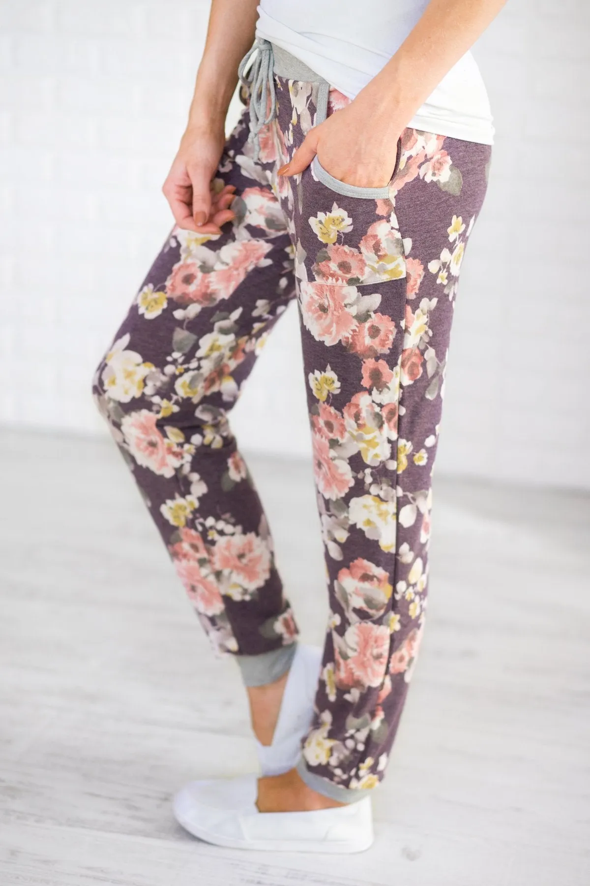 My Favorite Floral Joggers ~ Purple