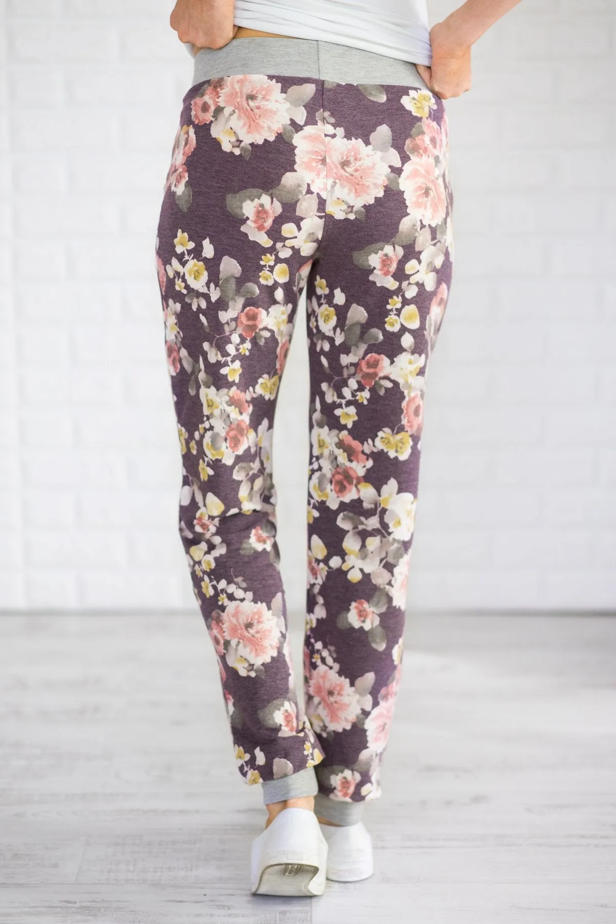 My Favorite Floral Joggers ~ Purple
