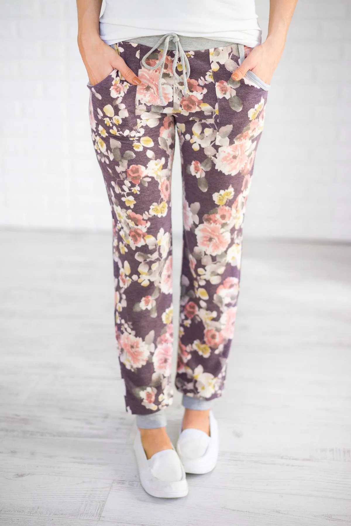 My Favorite Floral Joggers ~ Purple